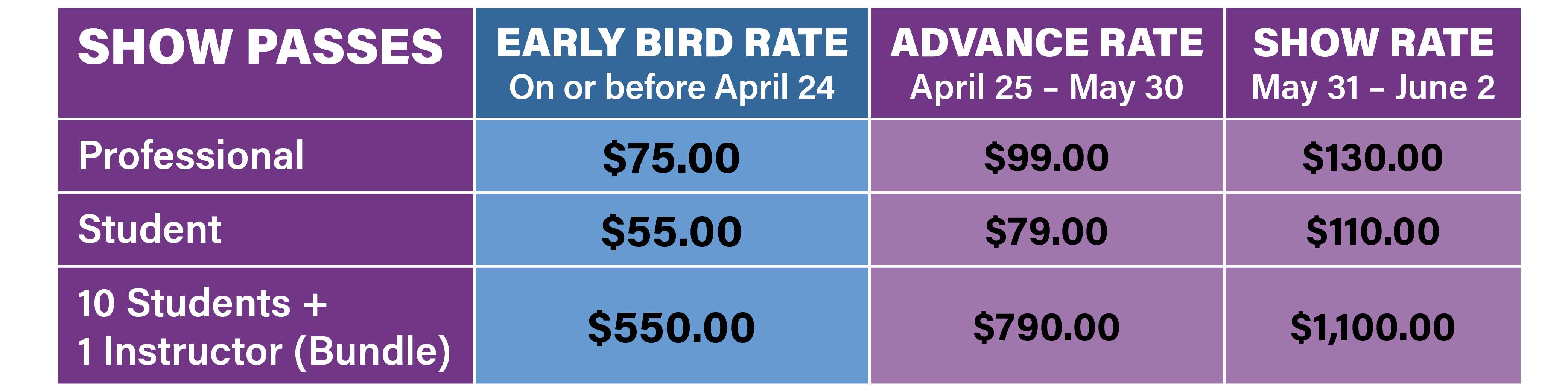 Show Pass Pricing